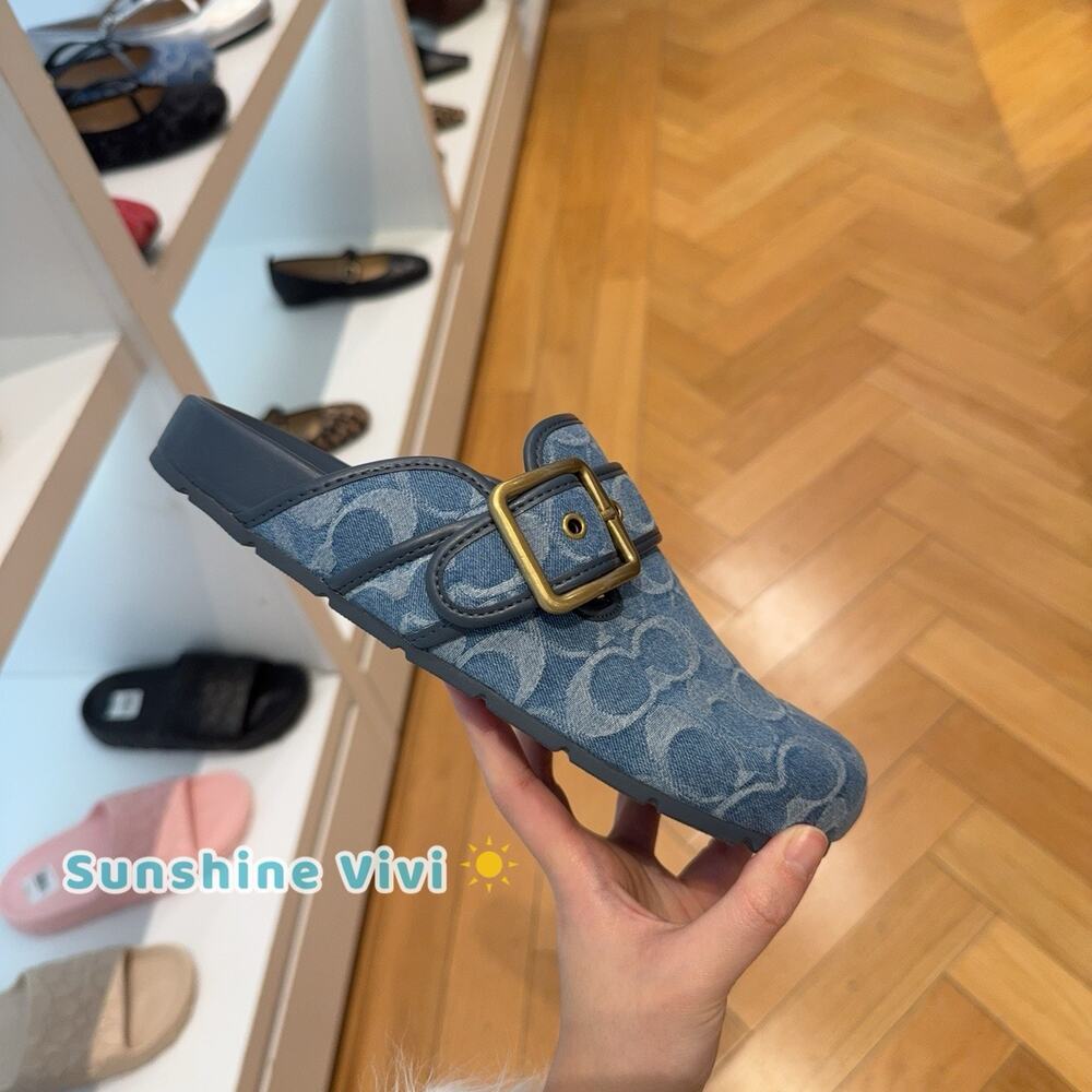 Coach Woman Archival Buckle Clog Regenerative Cotton Signature Denim CDF42 us9 - Picture 3 of 7